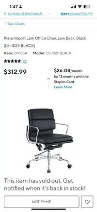 Desk chair with chrome legs 