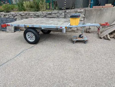 Galvanized cargo trailer 5'x8' Deck Side tie downs Custom fold-away step 250 Road Miles Cargo strap...