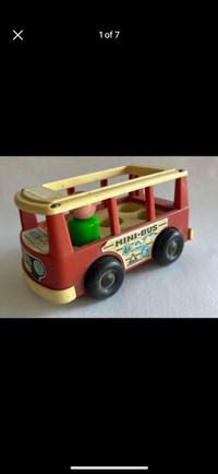 1969 Vintage Fisher Price Mini Bus Little People Toys