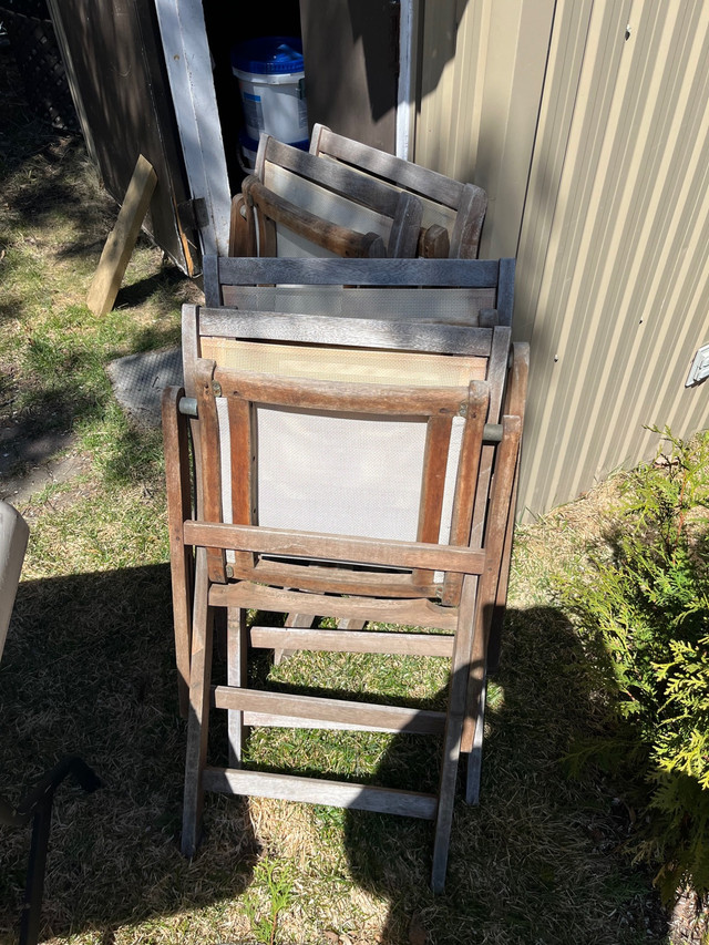5 chaises de patio en teck dans Mobilier pour terrasse et jardin  à Saguenay