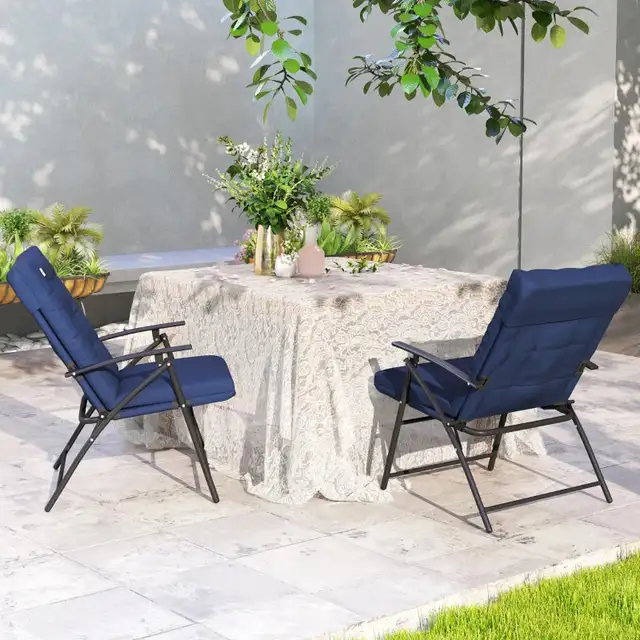 Set of 2 Outdoor Folding Chairs with Adjustable Backrest, Padded in Patio & Garden Furniture in Markham / York Region - Image 11