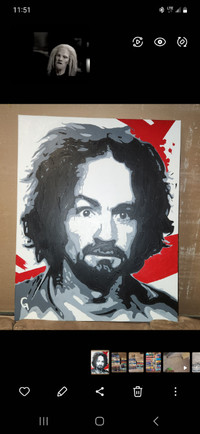 One of a Kind! Charles Manson Serial Murderer Canvas Painting