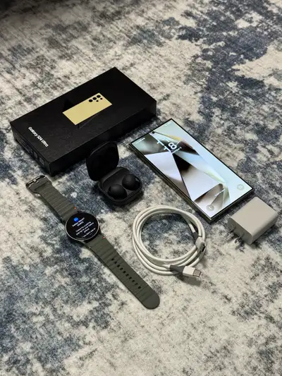 Samsung S24 Ultra with Watch 7, Buds 2 pro, duo wireless charger, View more