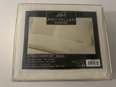 New Amy Miller Home 4 Piece Queen Sheet Set - Off-white/Cream, View more