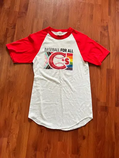 Canadian’s "Baseball For All" Pride shirt for $25 each, View more