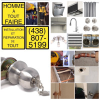 Installation lave-vaisselle/hotte/robinet/poignee/serrure/rideau