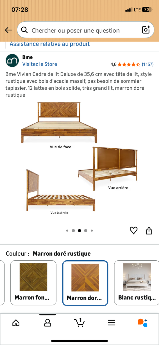 Lit King en bois Vivian Cadre de lit Deluxe de 35,6 cm in Beds & Mattresses in Longueuil / South Shore - Image 6