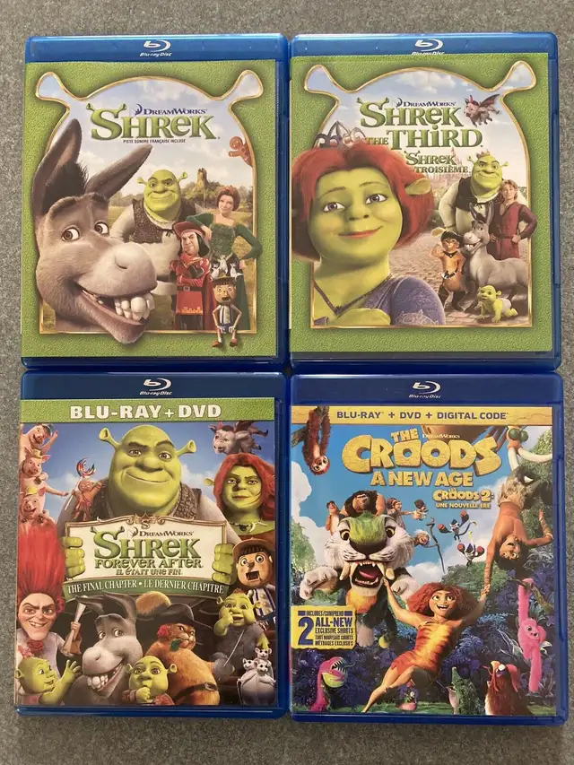 Shrek 1 3 4 Third Forever Blurays EUC The Croods 2 A New Age63347536740483120