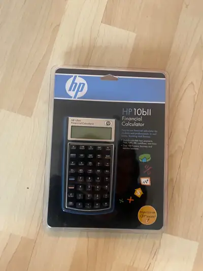 This is a brand new, sealed HP 10bII Financial Calculator. It's around $60+tax on Amazon ...
