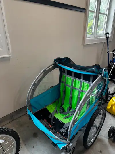 2-Seat Kids Child Bicycle Trailer, Blue, View more