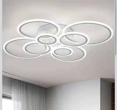 Modern LED Ceiling Light, White 8 Rings Flush Mount Ceiling Ligh, View more