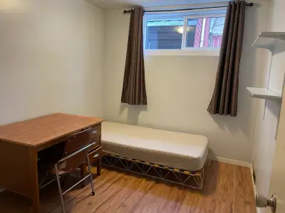Available immediately. One bedroom on the lower floor for rent. Furnished with a single bed, a desk...