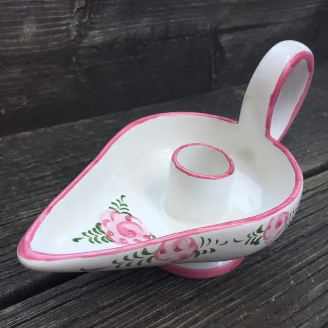 Vintage Portuguese Vestal Pottery Chamberstick (EUC)62854393825155122