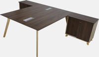 Slick columbia walnut Shared L-shaped Office Desk + Desk Return
