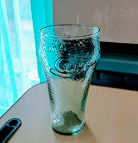 Vintage Coca Cola Collectible Coke Green Pebble Finish Glass