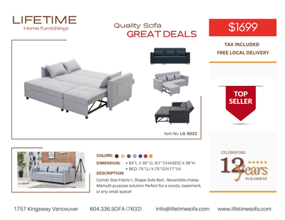 Unique Stylish Condo Size Fabric Sectional L Shape Sofa Bed, View more