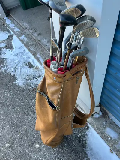 Right handed golf clubs and bag, View more