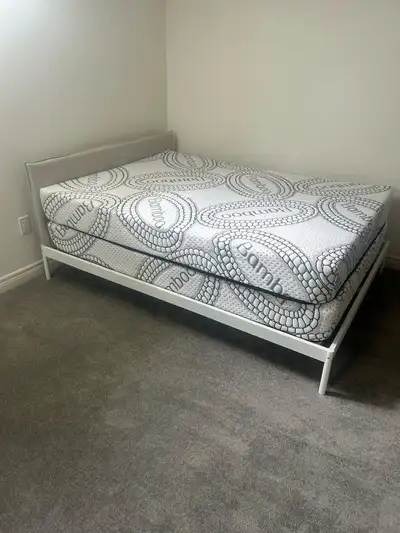 Brand New Bed and Brand new mattress Queen size, Never been used, I kept in my Finished basement was...