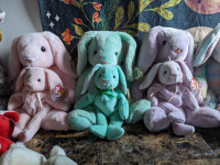 Beanie Baby Bunnies. Set of 6 Big and Small