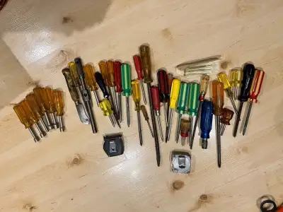 28 Screwdrivers, 2 tape measures, 6 assrt hex drivers, View more