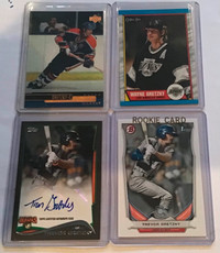 NHL Great Wayne Gretzky 2 Cards + Son Trevor Baseball Autograph