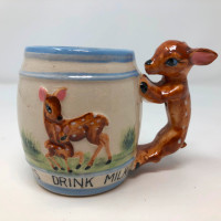 Vintage Children’s Milk Mug Deer Handle