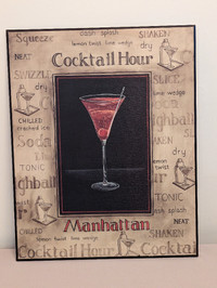 Wood Cocktail Hour sign - 20x16 inches