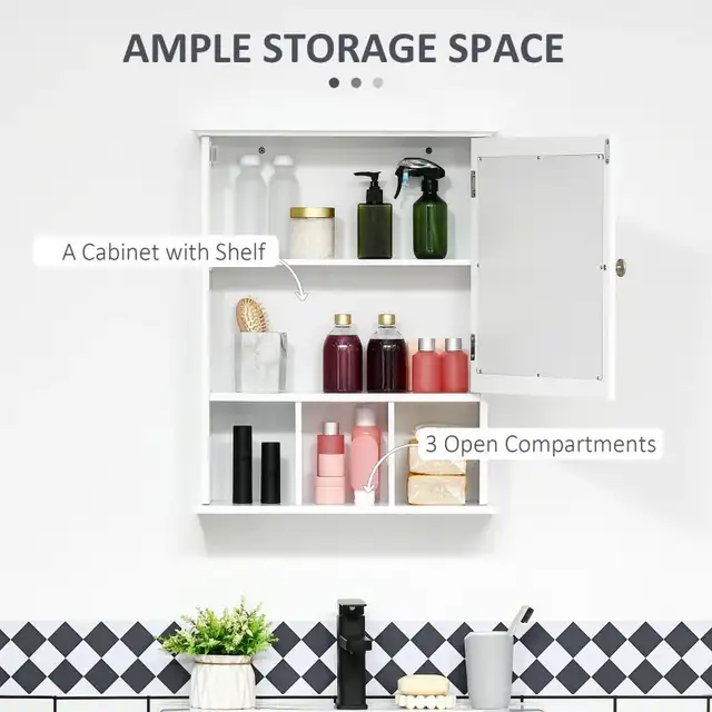 Bathroom Mirror Cabinet, Wall Mounted Medicine Cabinet, 3 Shelf  in Home Décor & Accents in Markham / York Region - Image 4