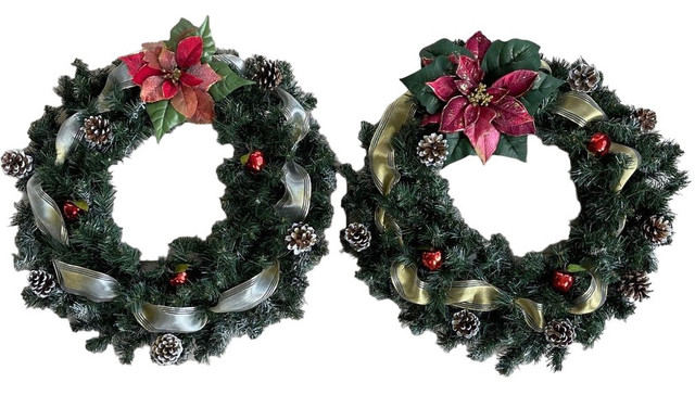 Christmas Wreath -dense- 24” -  2 available.  in Holiday, Event & Seasonal in Sarnia - Image 3