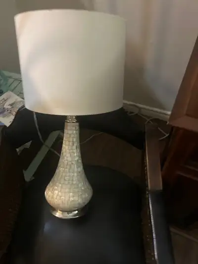 Two Mother of Pearl Mosiac Lamps, View more
