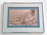 Pastel drawing by Robert Stewart Hyndman - Reclining Nude Model