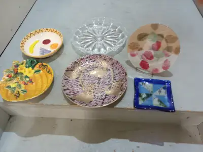 DECPRATIVE PLATES All plates & Stand too $10 Small Blue one $3.00 Bowl $5.00 Can Make me an offer PI...
