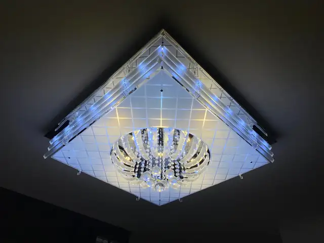 Striking 32”x32” Modern Crystal LED Chandelier / Flush Mount in Indoor Lighting & Fans in Oshawa / Durham Region - Image 4