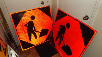 2 "MEN AT WORK"  LARGE CONSTRUCTION SIGNS BUNDLE DEAL/ROAD SIGNS