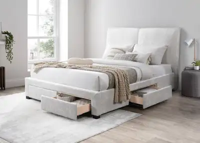 King Pillow Back Designer bed frame with drawers, in stock, View more