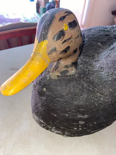 Large Antique/vintage decoy. Signed on the bottom. Made out of some sort of Styrofoam I believe.
