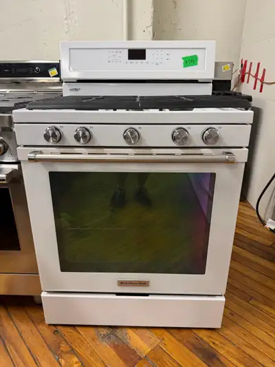  kitchenAid white five burner gas stove, View more