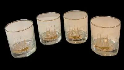 Vintage Gold Nautical Whiskey Glasses, View more
