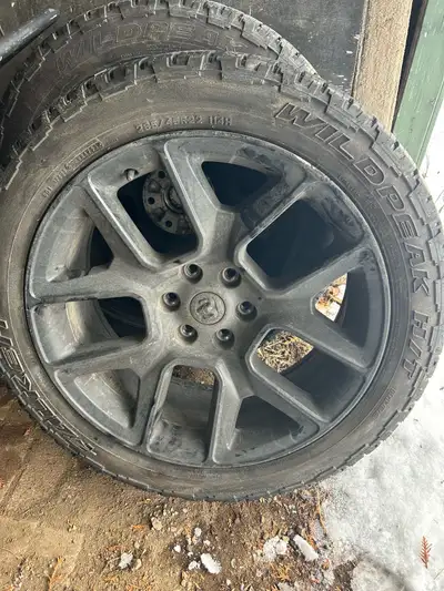 Full set of (4) 22” Dodge Ram Rims and tires for Sale. Tires are 70% + Tread. 285/45/22 Falken Wildp...