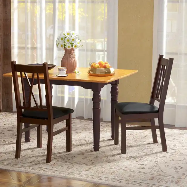 Pine Wood Kitchen Table Chair with PU Leather Cushion for Living in Chairs & Recliners in Markham / York Region - Image 8