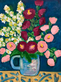 Field Flowers Original Oil Painting on Canvas Panel
