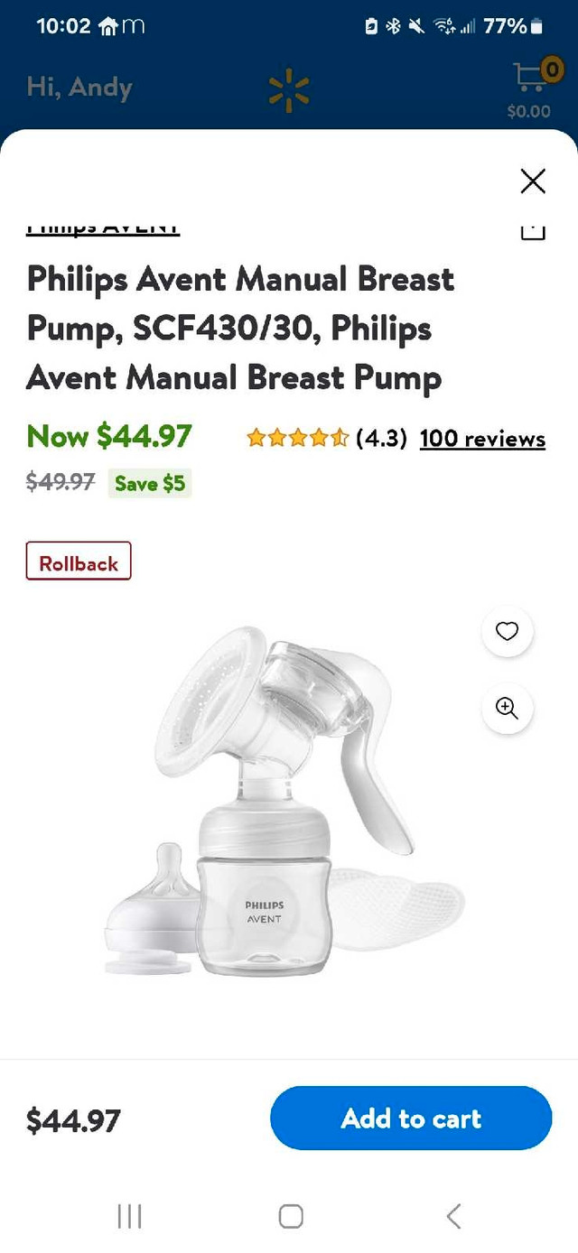 Phillips Avent Manual Breast pump in Feeding & High Chairs in Ottawa - Image 2