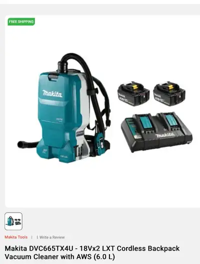 makita 36v backpack vacuum NEUF  QUALITÉ PRO Chantier, View more