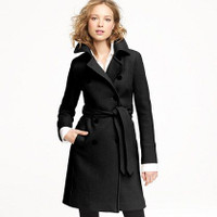 Brand New J.Crew W's Black Italian Wool Boulevard Trench Coat