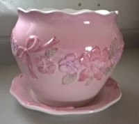 Vintage Beautiful Pink Ceramic Flower Pot Planter