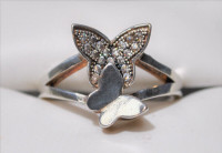 BUTTERFLY DIAMOND and SILVER RING