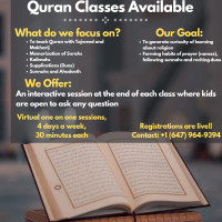 Online Quran classes available for kids and adults.