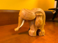 Vintage MCM Papel Carved Wooden Elephant Toothpick Holder
