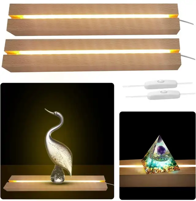 New Wooden LED Light Display Base 2 Pieces  in Home Décor & Accents in Oshawa / Durham Region - Image 5
