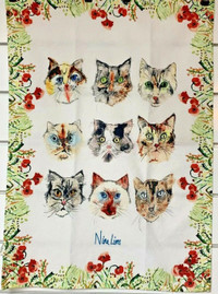 Anthropologie Cats Nine Lives Dish Towel Siobahn Palmer New tag